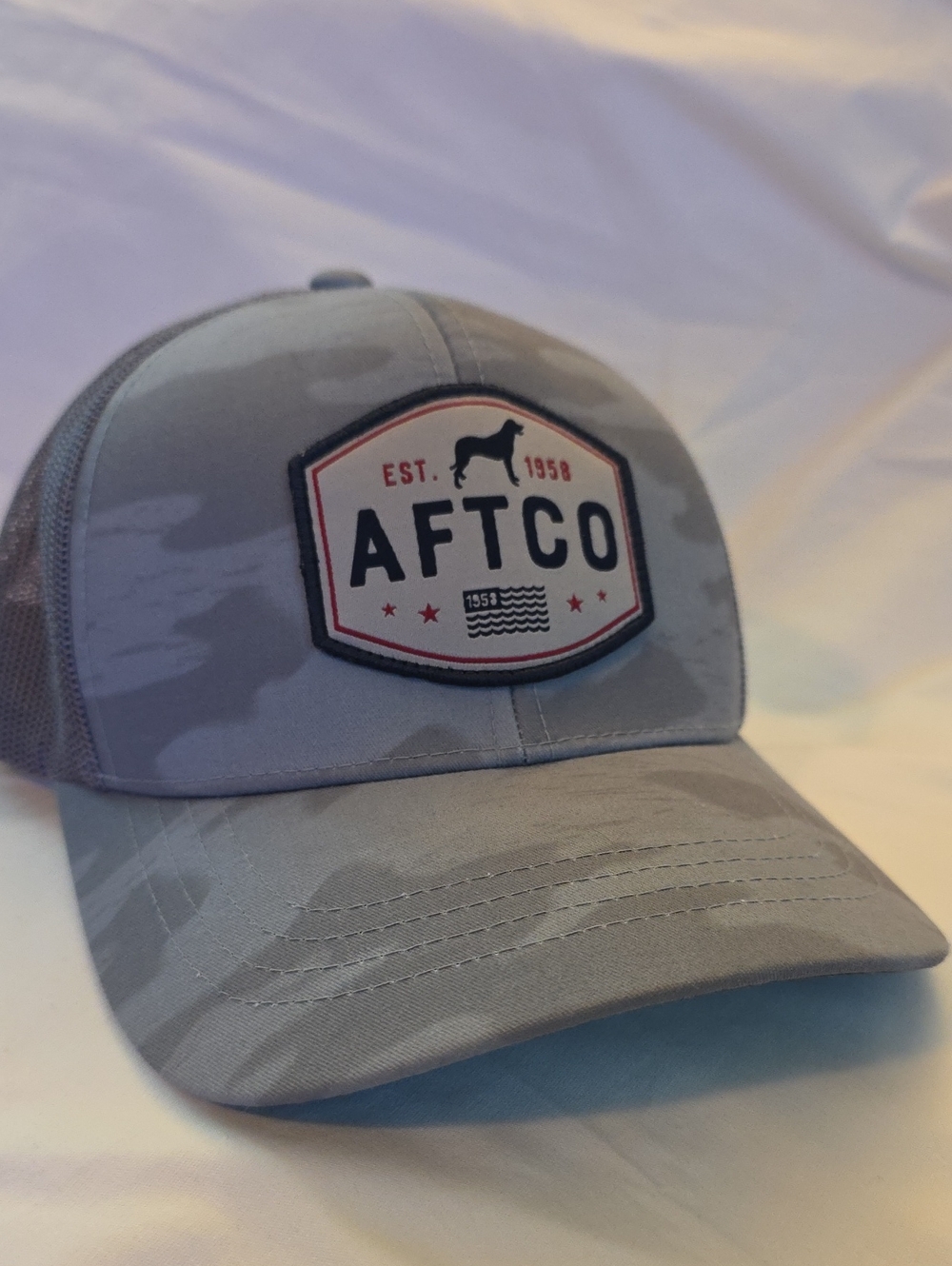 AFTCO Best Friend Mesh-Back Trucker Cap - Light Gray Blue Camo - Picture 3 of 7